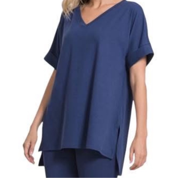 New Zenana Navy Leggings Set - Picture 2 of 3